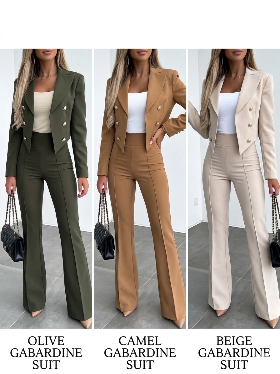 Chic Cropped Gabardine Suit